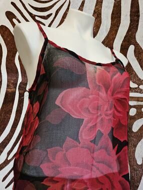 Vintage Goth Red Black Sheer Cami Top Lounge Wear Lingerie Whimsygoth Vamp Sz M